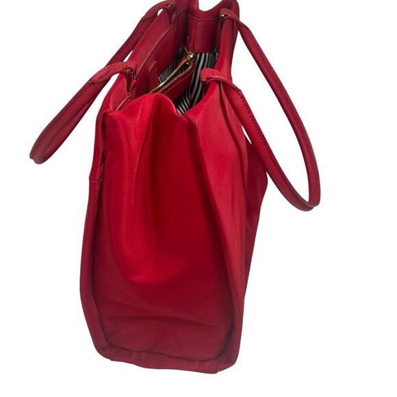 Kate Spade ~ Phoebe Red Nylon Tote Top handle Shoulder bag, Striped interior - Picture 4 of 16